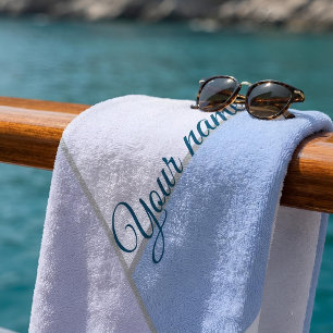 Personalised Pastel Blue ColorBlock Geometric Beach Towel