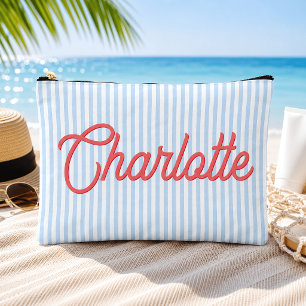Personalised Pastel Blue Coral Coast Travel Pouch