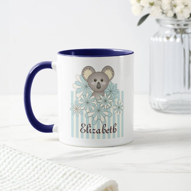 Personalised Pastel Blue Cute Koala Bear Kids Mug (Creator Uploaded)