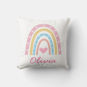 Personalised pastel boho rainbow girl nursery  cushion