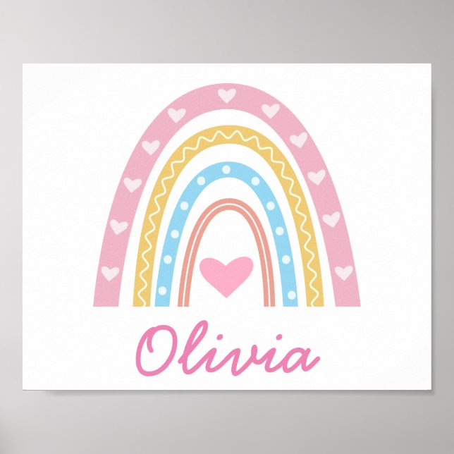 Personalised Pastel boho rainbow Name girl   Poster (Front)