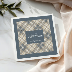 Personalised Pastel Brown Blue Napkins Classic