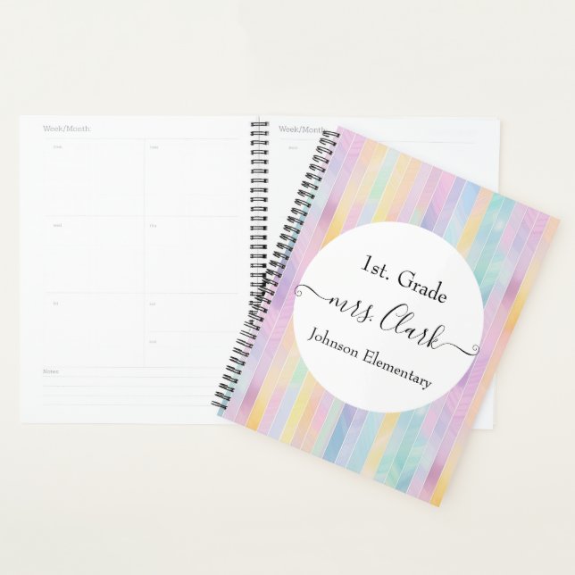 Personalised pastel brushstrokes teacher lesson planner (Display)