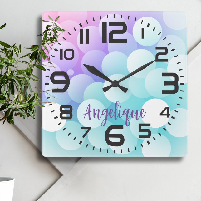 Personalised Pastel Bubbles Wall Clock (Creator Uploaded)