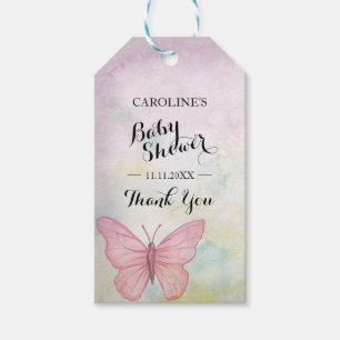 Personalised Pastel Butterfly Pink Baby Shower Gift Tags