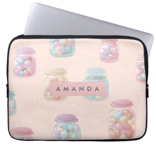 Personalised Pastel Candy Jar Pattern Laptop Sleeve
