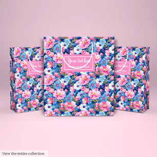 Personalised pastel colours preppy flower gift pac medium gift bag