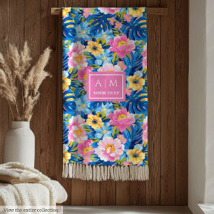 Personalised pastel colours watercolor preppy thro fleece blanket