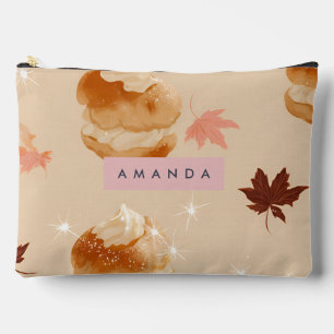 Personalised Pastel Cream Puff Pastry Pattern Accessory Pouch