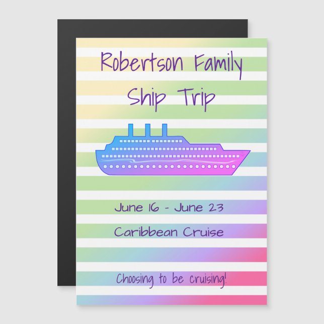 Personalised Pastel Cruise Theme Stateroom Magnet (Front/Back)