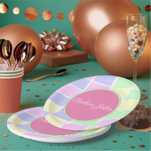 Personalised Pastel Custom Name Birthday Party Paper Plate