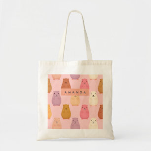 Personalised Pastel Cute Capybara Pattern  Tote Bag