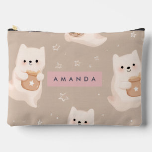 Personalised Pastel Cute Puppy Pattern Accessory Pouch