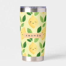 Personalised Pastel Cute Smiling Lemon Pattern