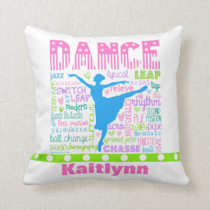 Personalised Pastel Dancer Words Typography Cushion