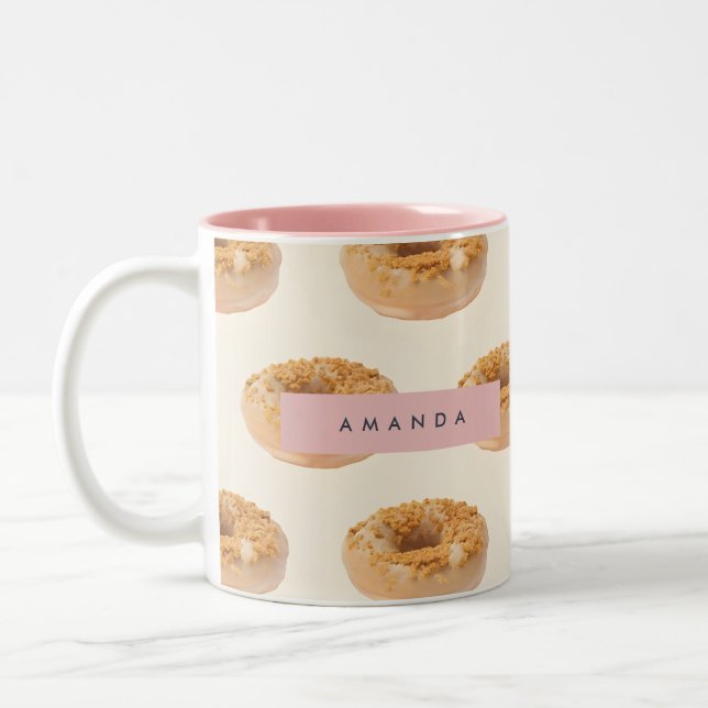 Personalised Pastel Doughnut Sprinkle Pattern Two-Tone Coffee Mug (Left)