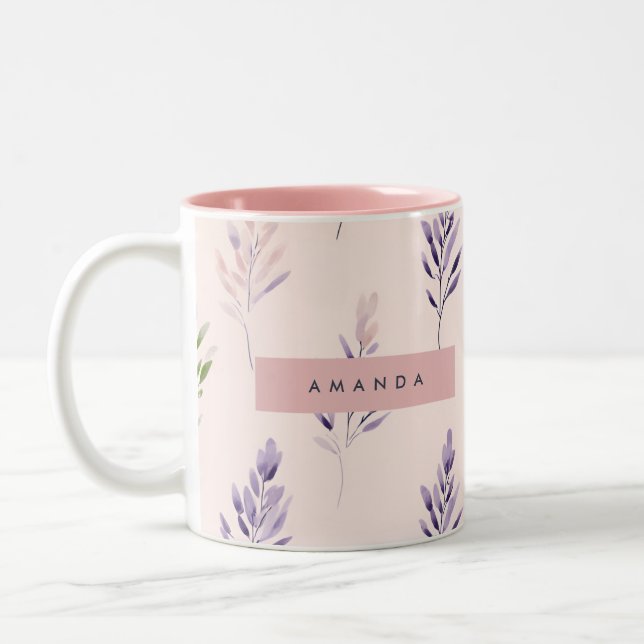 Personalised Pastel Elegant Lavender Pastel Two-Tone Coffee Mug (Left)