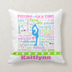 Personalised Pastel Figure Skater Words Typography Cushion