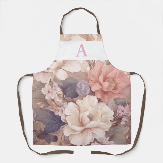 Personalised Pastel Floral Design with Monogram Apron (Front)
