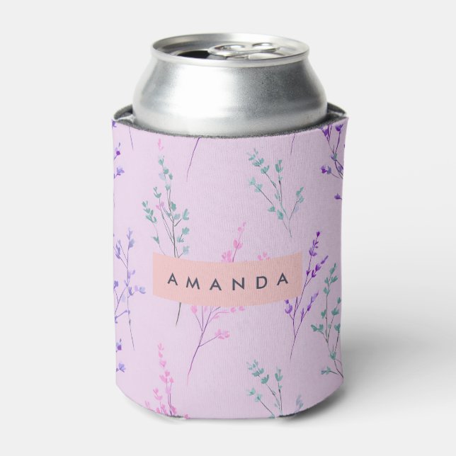 Personalised Pastel Floral, Elegant  Can Cooler (Can Front)
