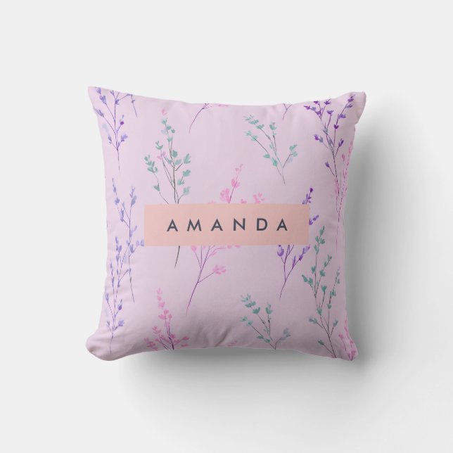 Personalised Pastel Floral, Elegant  Cushion (Front)