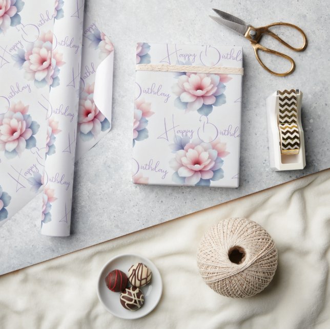 Personalised Pastel Flower Wrapping Paper (Crafts)