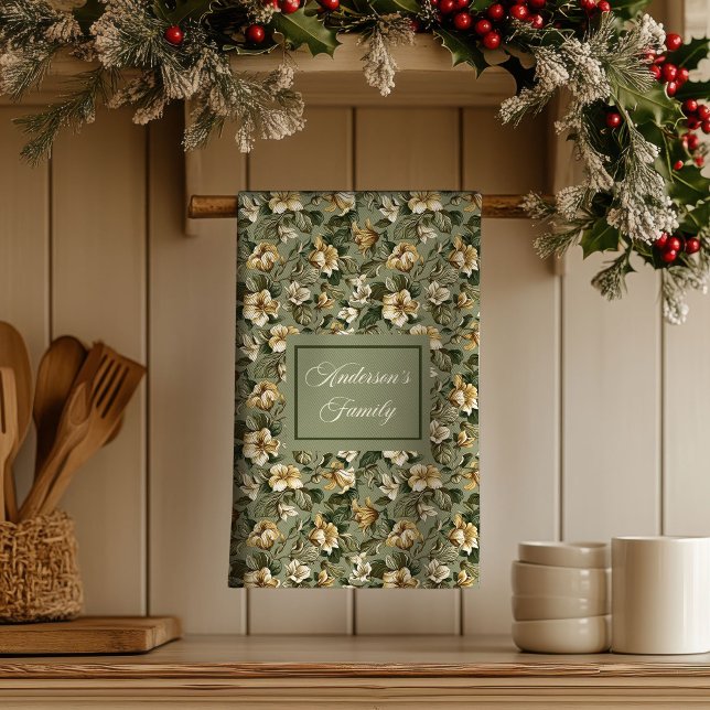 Personalised Pastel Foliage Shabby Chic Towel  (Personalized Pastel Foliage Shabby Chic Towel )