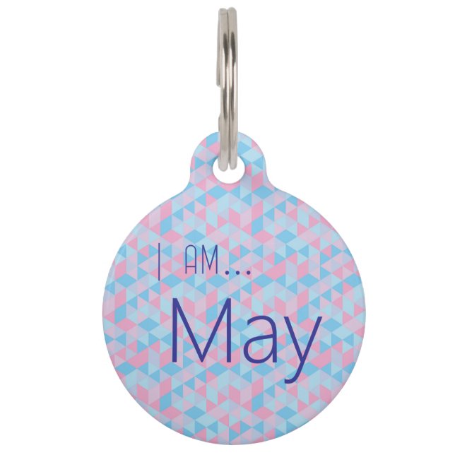 Personalised Pastel Geometric Pattern pet ID tag (Front)