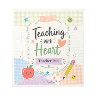 Personalised Pastel Gingham Teaching With Heart  Notepad