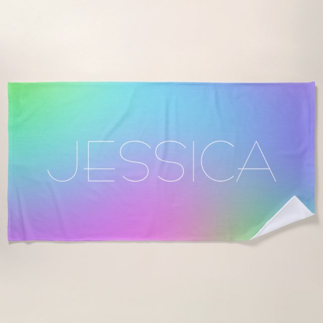 Personalised Pastel Gradient Beach Towel (Front)