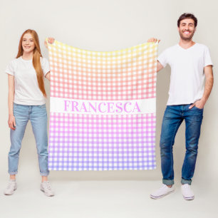 Personalised Pastel Gradient Gingham Blanket Pink