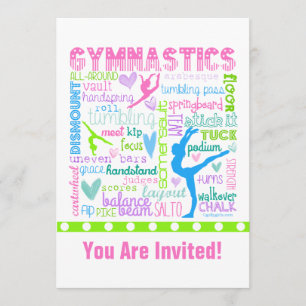 Personalised Pastel Gymnastics Words Typography Invitation
