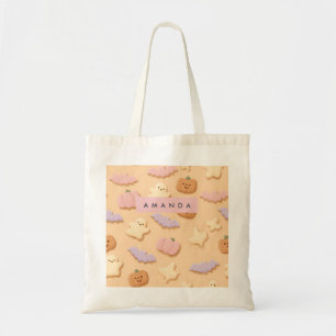 Personalised Pastel Halloween Cookie Ghost Bat Tote Bag