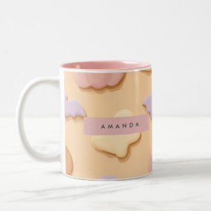 Personalised Pastel Halloween Cookie Ghost Bat Two-Tone Coffee Mug