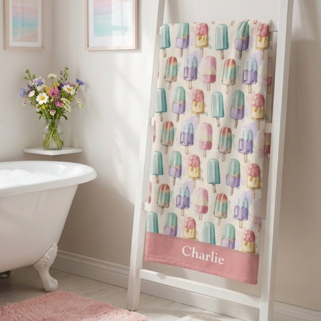 Personalised Pastel Ice Cream Bath Towel (Creator Uploaded)