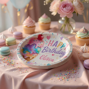 Personalised Pastel Ice Cream Birthday  Paper Plate