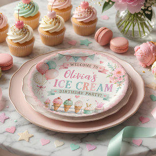Personalised Pastel Ice Cream Birthday  Paper Plate