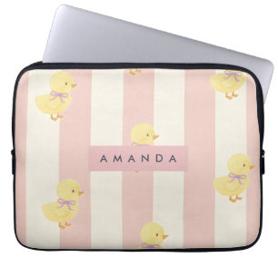 Personalised Pastel Kawaii Chicks Pattern Laptop Sleeve