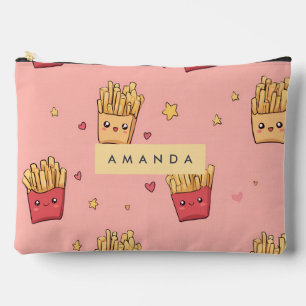 Personalised Pastel Kawaii French Fries Pattern Accessory Pouch