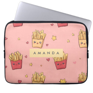 Personalised Pastel Kawaii French Fries Pattern Laptop Sleeve