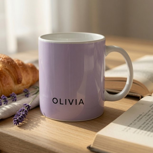Personalised Pastel Lavender Custom Name Coffee Mug (Creator Uploaded)
