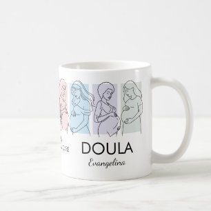Personalised Pastel Line Art DOULA Coffee Mug