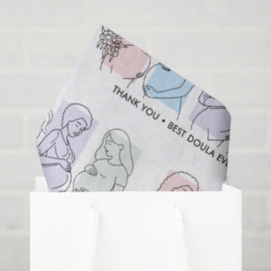 Personalised Pastel Line Art DOULA Self Care Tissue Paper