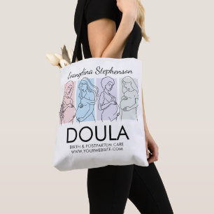 Personalised Pastel Line Art DOULA Tote Bag