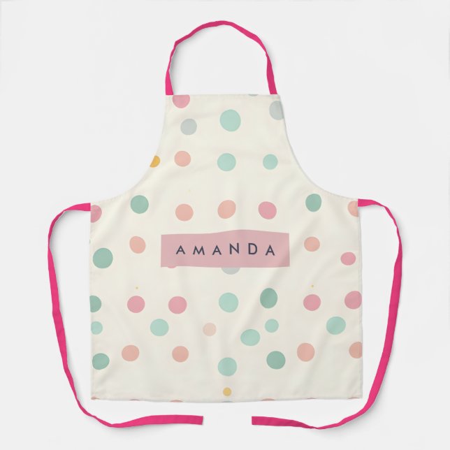 Personalised Pastel Macaron Polka Dot  Apron (Front)