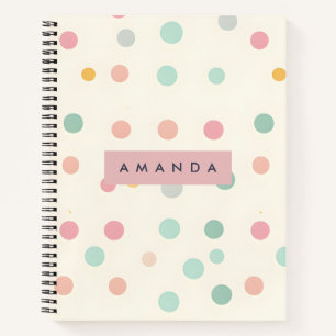 Personalised Pastel Macaron Polka Dot  Notebook