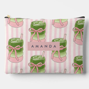 Personalised Pastel Matcha Cups Pattern Accessory Pouch