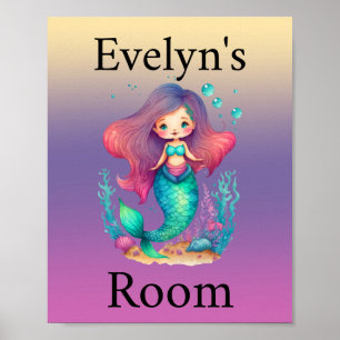 Personalised pastel mermaid poster