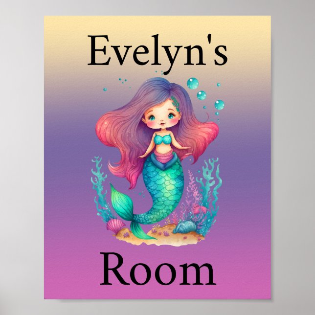 Personalised pastel mermaid poster (Front)