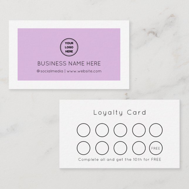 Personalised Pastel Modern, Minimalist  Loyalty Card (Front/Back)